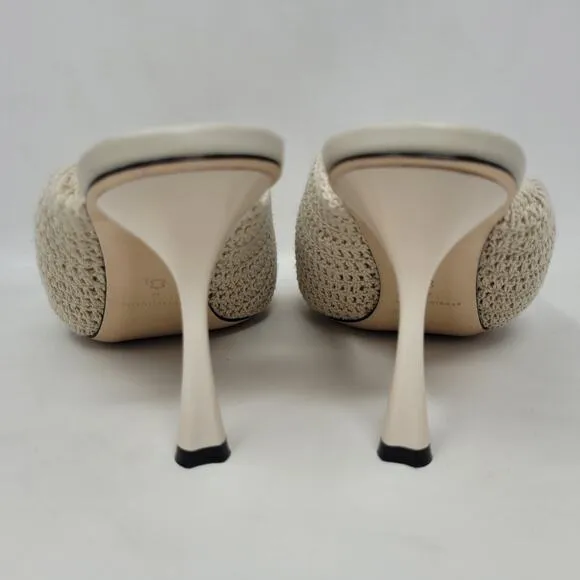Studio Amelia Heels Women EU40 US10 Beige Croissant Crochet Slides Sandals Shoes