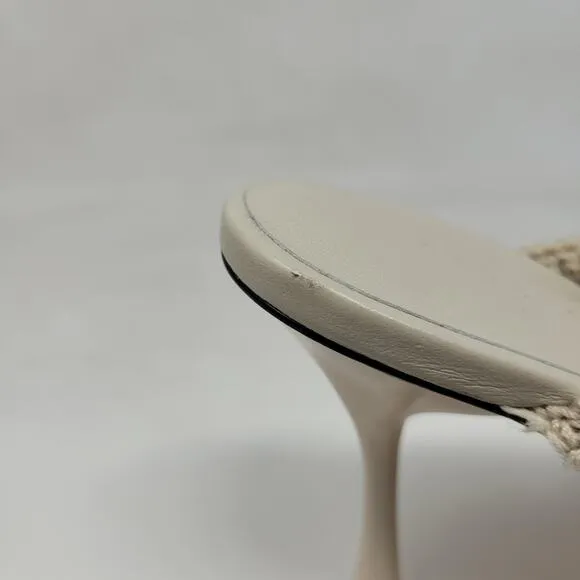 Studio Amelia Heels Women EU40 US10 Beige Croissant Crochet Slides Sandals Shoes