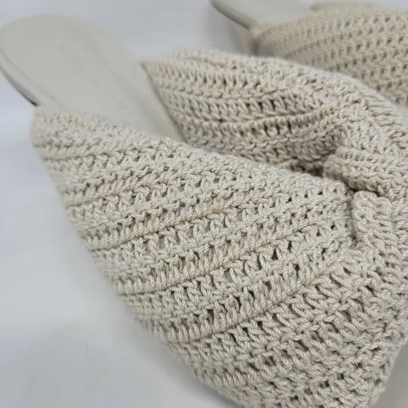 Studio Amelia Heels Women EU40 US10 Beige Croissant Crochet Slides Sandals Shoes