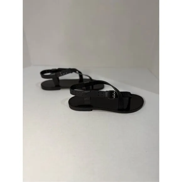 The Kooples Sandals with Holes New in Box Black Leather with buckle size 36 EU 6