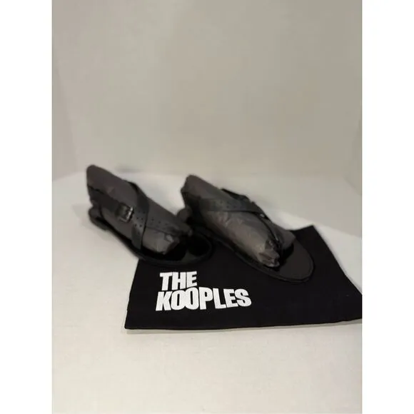 The Kooples Sandals with Holes New in Box Black Leather with buckle size 36 EU 6