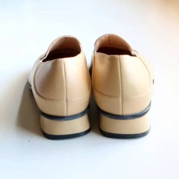 Theresia M. Yellow Leather Square Toe Low Heel Loafers Slip On Comfort Shoes 8.5