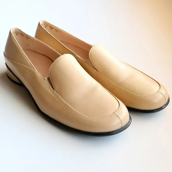 Theresia M. Yellow Leather Square Toe Low Heel Loafers Slip On Comfort Shoes 8.5