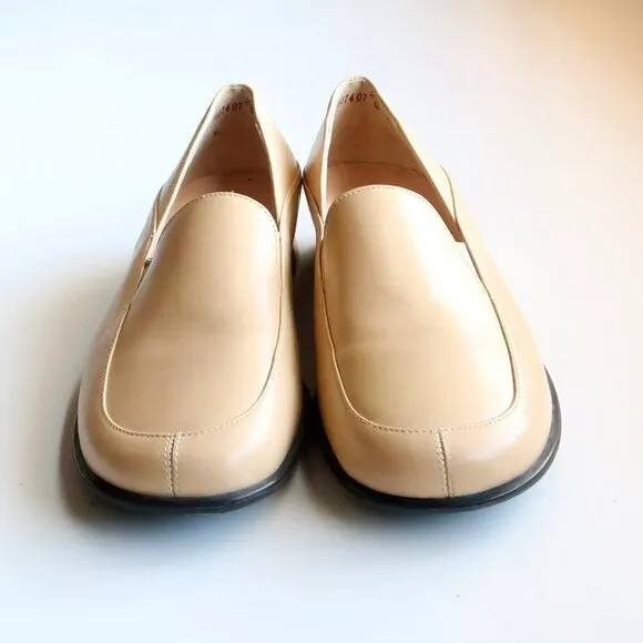 Theresia M. Yellow Leather Square Toe Low Heel Loafers Slip On Comfort Shoes 8.5