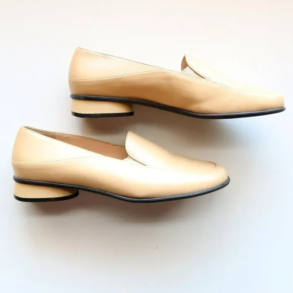 Theresia M. Yellow Leather Square Toe Low Heel Loafers Slip On Comfort Shoes 8.5