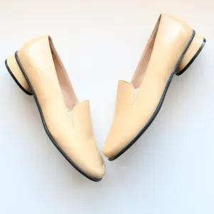 Theresia M. Yellow Leather Square Toe Low Heel Loafers Slip On Comfort Shoes 8.5