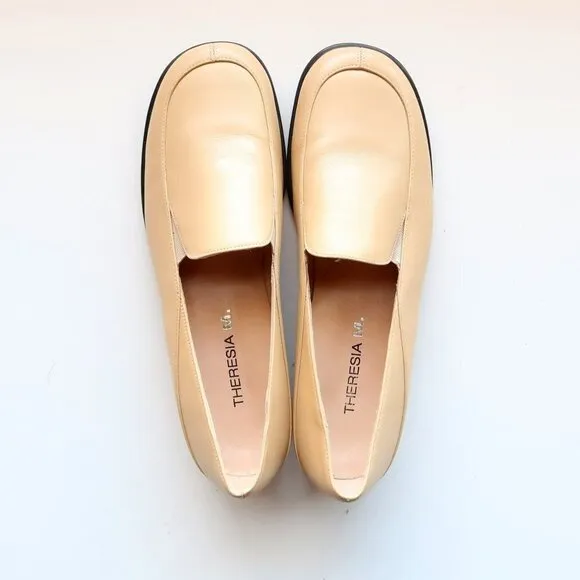 Theresia M. Yellow Leather Square Toe Low Heel Loafers Slip On Comfort Shoes 8.5