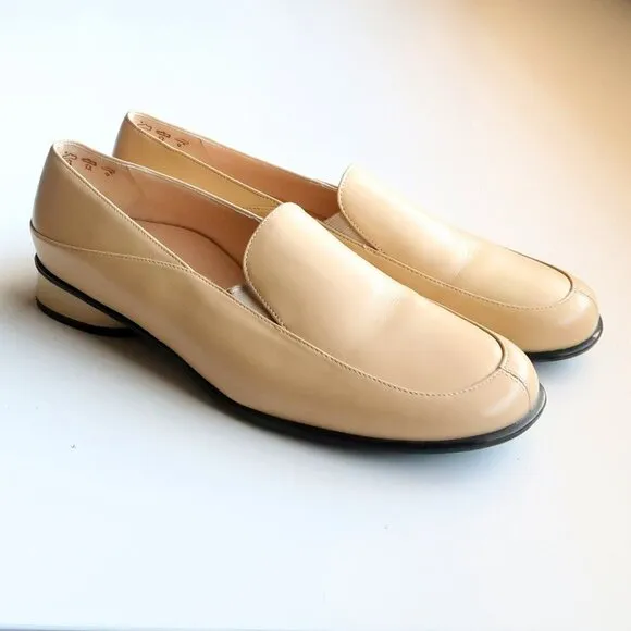 Theresia M. Yellow Leather Square Toe Low Heel Loafers Slip On Comfort Shoes 8.5
