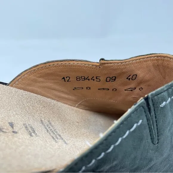 Think Brown Green Distressed Artsy slip on Clogs Mules Shoes Lagenlook 40 9
