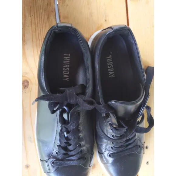 Thursday Boots Premier Low Top Sneakers Black Leather Handcrafted Portugal 10.5