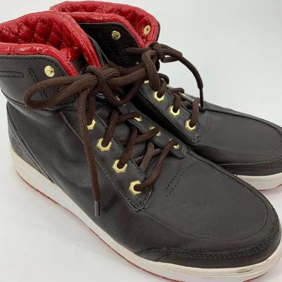 Timberland High Top Sneaker Black Red Size 8.5 W Lace Up 91575 2028