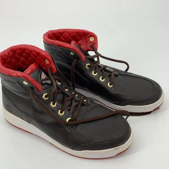 Timberland High Top Sneaker Black Red Size 8.5 W Lace Up 91575 2028