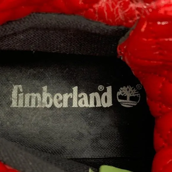 Timberland High Top Sneaker Black Red Size 8.5 W Lace Up 91575 2028