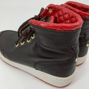 Timberland High Top Sneaker Black Red Size 8.5 W Lace Up 91575 2028