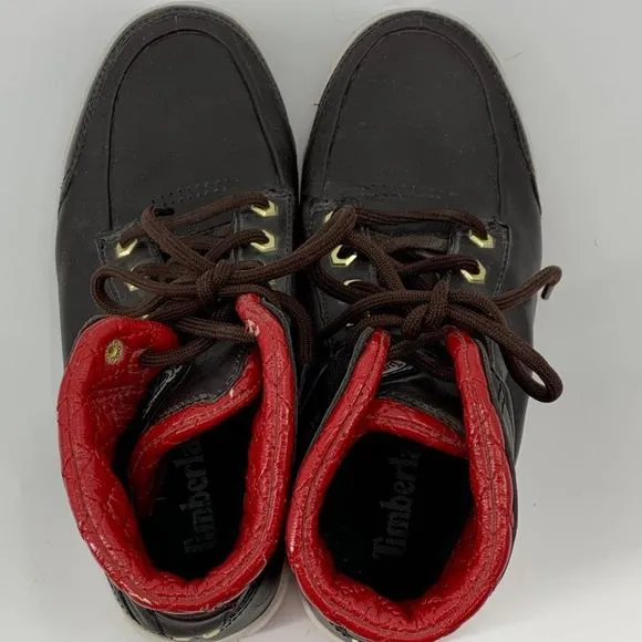 Timberland High Top Sneaker Black Red Size 8.5 W Lace Up 91575 2028