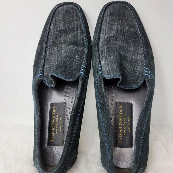 To Boot New York Men's Driving Loafer Blue Raffia  Leather Shoes Size 10 Stampe