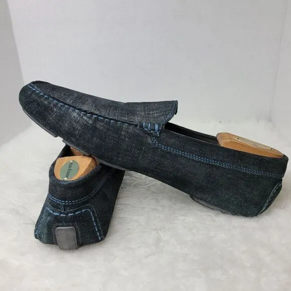 To Boot New York Men's Driving Loafer Blue Raffia  Leather Shoes Size 10 Stampe