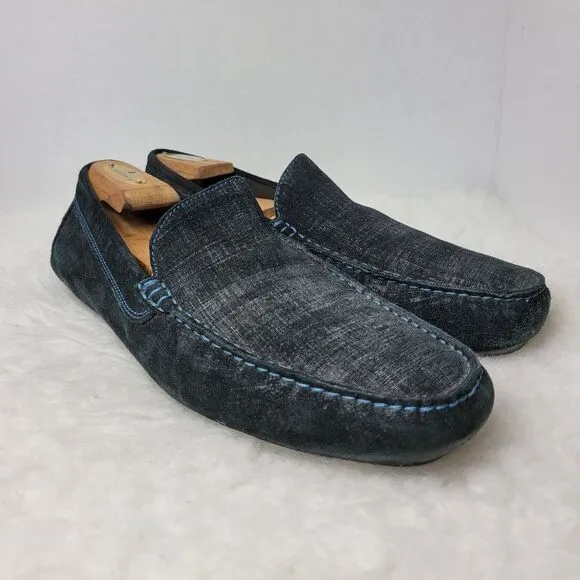 To Boot New York Men's Driving Loafer Blue Raffia  Leather Shoes Size 10 Stampe