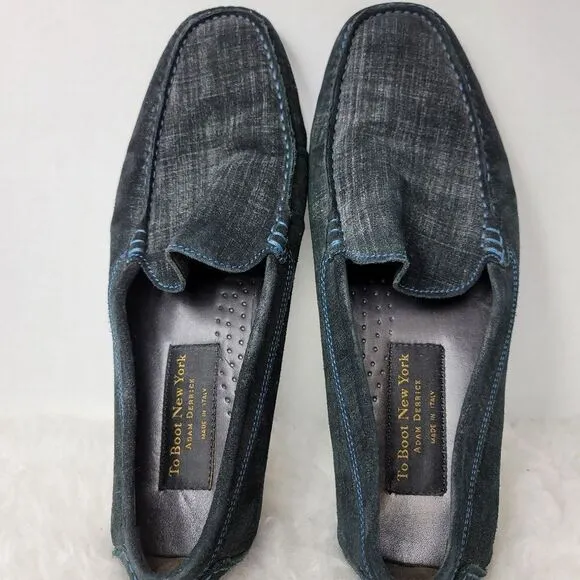 To Boot New York Men's Driving Loafer Blue Raffia  Leather Shoes Size 10 Stampe