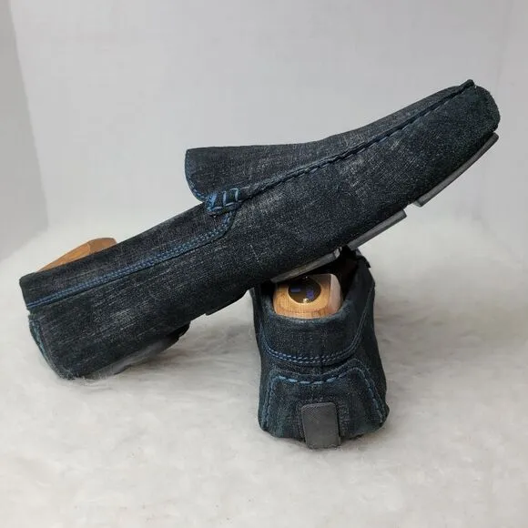 To Boot New York Men's Driving Loafer Blue Raffia  Leather Shoes Size 10 Stampe