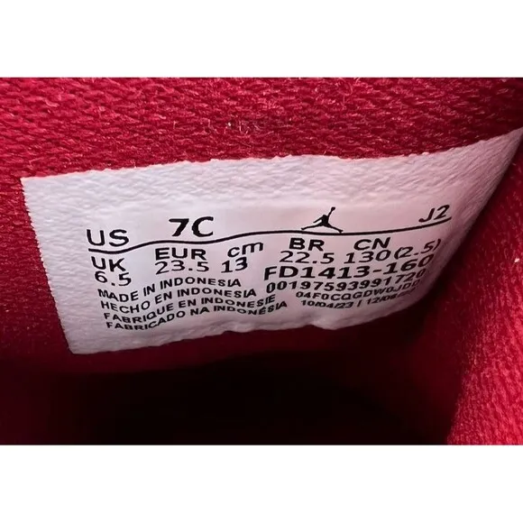 TODDLERS BABY NIKE AIR JORDAN 1 HIGH OG (TD) WHITE/TEAM RED (FD1413 160) Size 7C