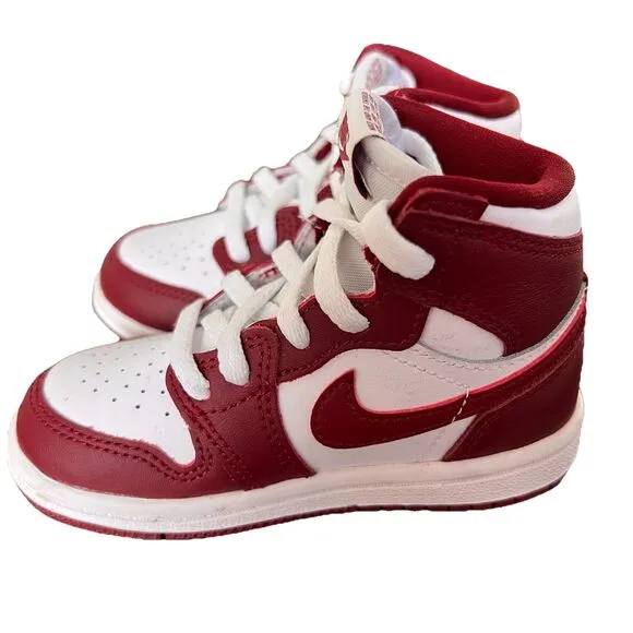 TODDLERS BABY NIKE AIR JORDAN 1 HIGH OG (TD) WHITE/TEAM RED (FD1413 160) Size 7C