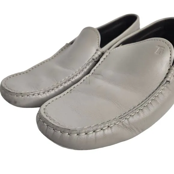 Tod's Gommino Gray Driving Shoes Loafer Soft Leather 10 Taupe Moccasins Italy
