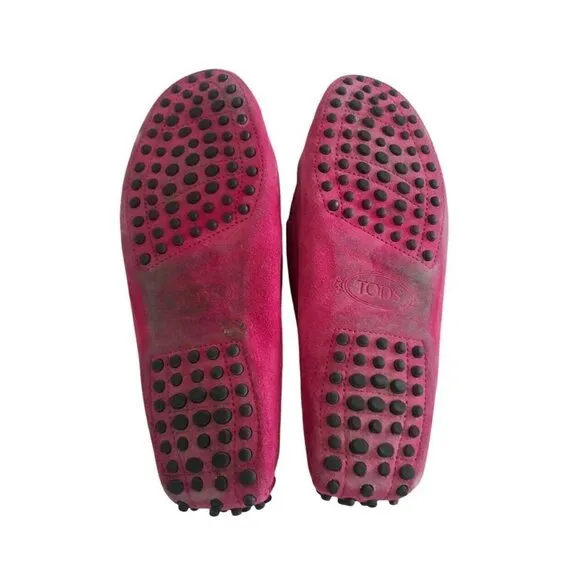 Tods Gommino Pink Magenta Suede Patent Driving Loafers 5.5