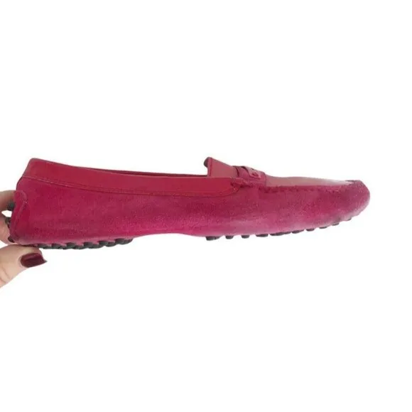 Tods Gommino Pink Magenta Suede Patent Driving Loafers 5.5