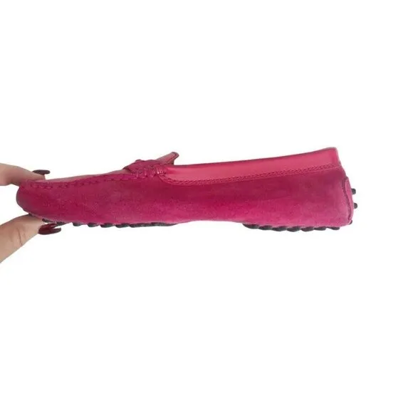 Tods Gommino Pink Magenta Suede Patent Driving Loafers 5.5