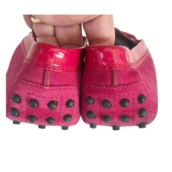 Tods Gommino Pink Magenta Suede Patent Driving Loafers 5.5