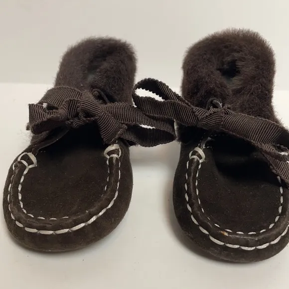 Tod’s Junior Brown Soft Sole Soled Baby Booties Moccasins Size 18 3