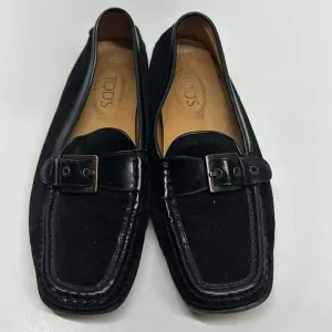 Tod's Drivers Driving Loafers Buckle Leather Black Slip On Shoes Women's Size 9