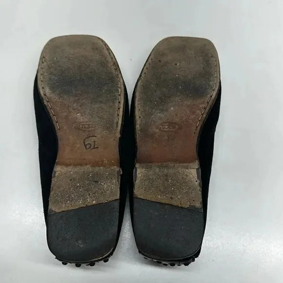 Tod's Drivers Driving Loafers Buckle Leather Black Slip On Shoes Women's Size 9