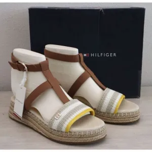 Tommy Hilfiger Women's Sz 8.5 Neutral Crochet Flatform Espadrille Sandals
