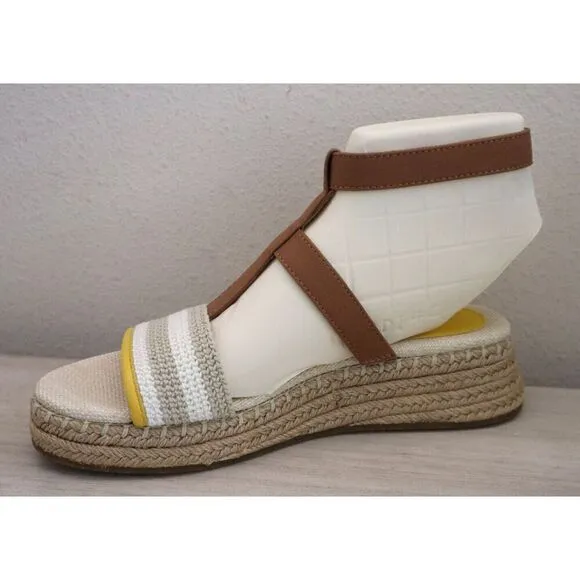 Tommy Hilfiger Women's Sz 8.5 Neutral Crochet Flatform Espadrille Sandals