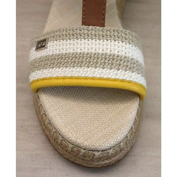 Tommy Hilfiger Women's Sz 8.5 Neutral Crochet Flatform Espadrille Sandals