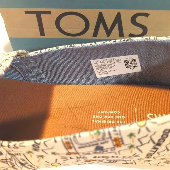 Toms Alpargata Los Angeles Printed Map LA City of Angels California Shoes 10 NEW