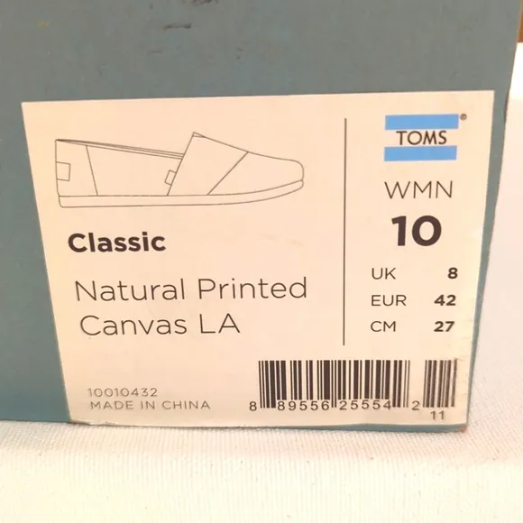Toms Alpargata Los Angeles Printed Map LA City of Angels California Shoes 10 NEW