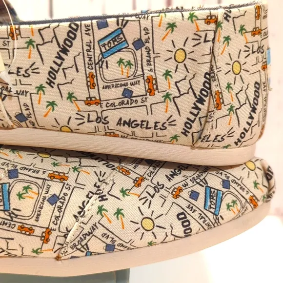 Toms Alpargata Los Angeles Printed Map LA City of Angels California Shoes 10 NEW