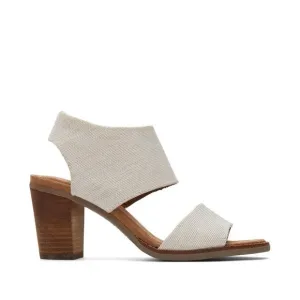 Toms Sandals Womens 8.5 Majorca Cutout Ankle Straps Beige Suede Side Zip Heeled