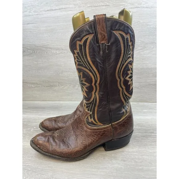 Tony Lama 6703 Men's Boot Western Cowboy Embroidered Vintage Leather 12D Brown