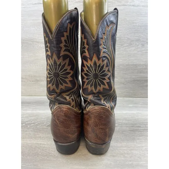 Tony Lama 6703 Men's Boot Western Cowboy Embroidered Vintage Leather 12D Brown