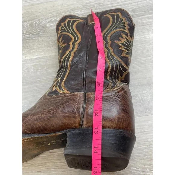 Tony Lama 6703 Men's Boot Western Cowboy Embroidered Vintage Leather 12D Brown