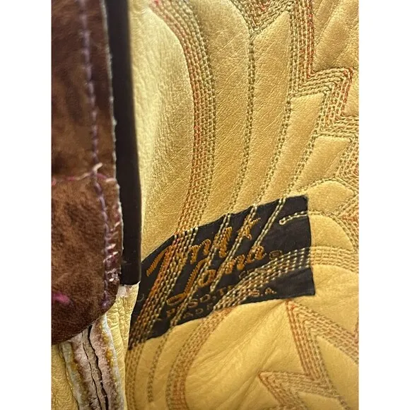 Tony Lama 6703 Men's Boot Western Cowboy Embroidered Vintage Leather 12D Brown
