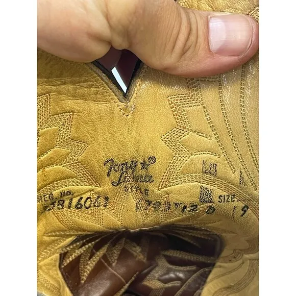 Tony Lama 6703 Men's Boot Western Cowboy Embroidered Vintage Leather 12D Brown