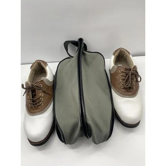 TOP FLITE Doral Golf Shoes Men's Size 11 White Saddle Brown With Carrying Bag