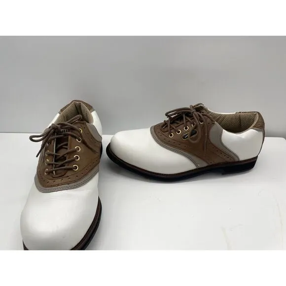 TOP FLITE Doral Golf Shoes Men's Size 11 White Saddle Brown With Carrying Bag