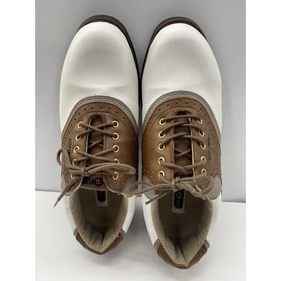 TOP FLITE Doral Golf Shoes Men's Size 11 White Saddle Brown With Carrying Bag