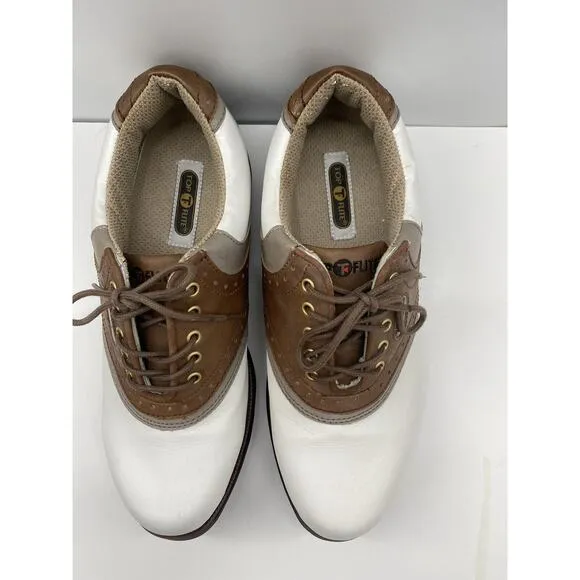 TOP FLITE Doral Golf Shoes Men's Size 11 White Saddle Brown With Carrying Bag